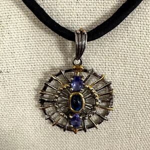 Halloween spider web black cord blue purple silver gold spider necklace goth